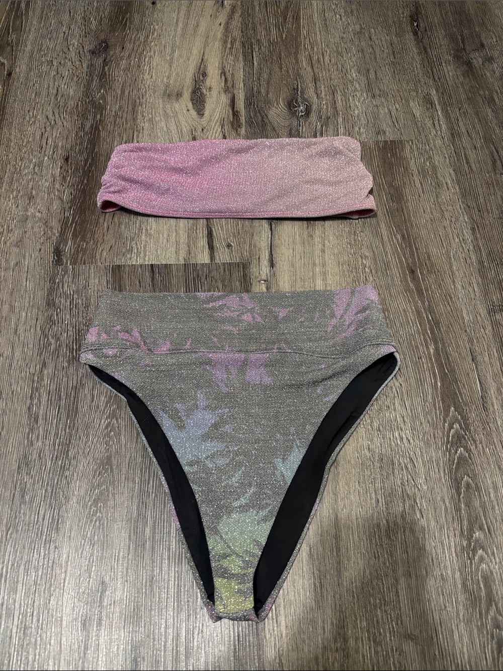 Beach Riot shimmer bikini set, size medium